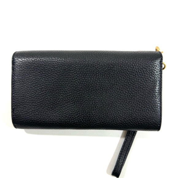 Tory Burch Britten Envelope Wallet Black Pebbled Leather - Picture 3 of 13